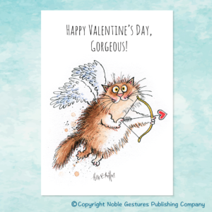 Cupid Cat Valentine's Day Card Front